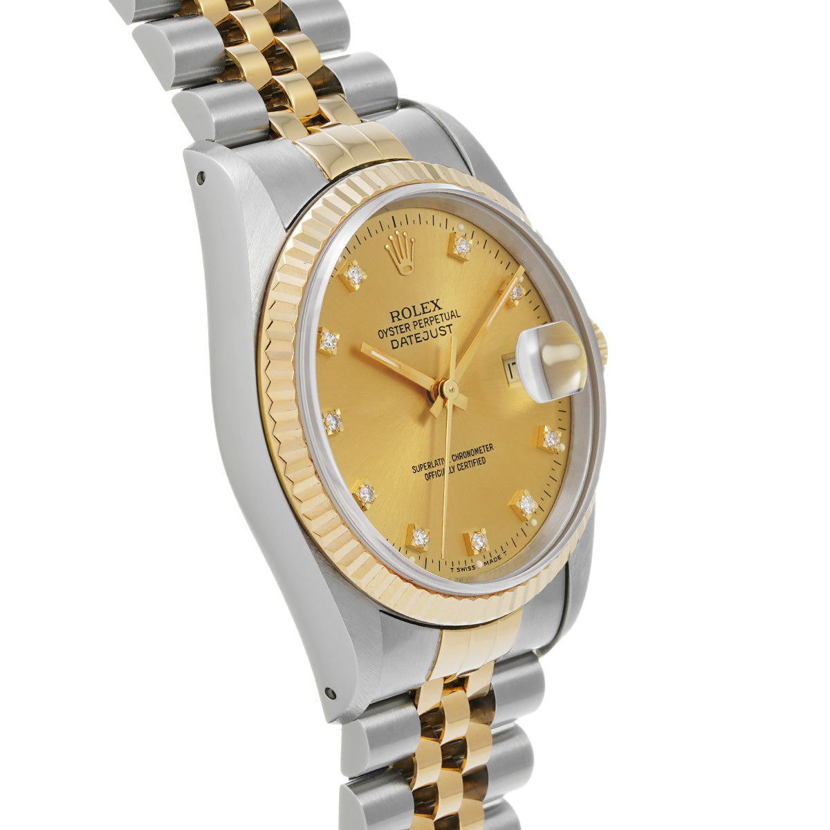 DATE JUST 16233G X (manufactured circa 1992) Champagne/Diamond ROLEX Men's [Pre-Owned].
