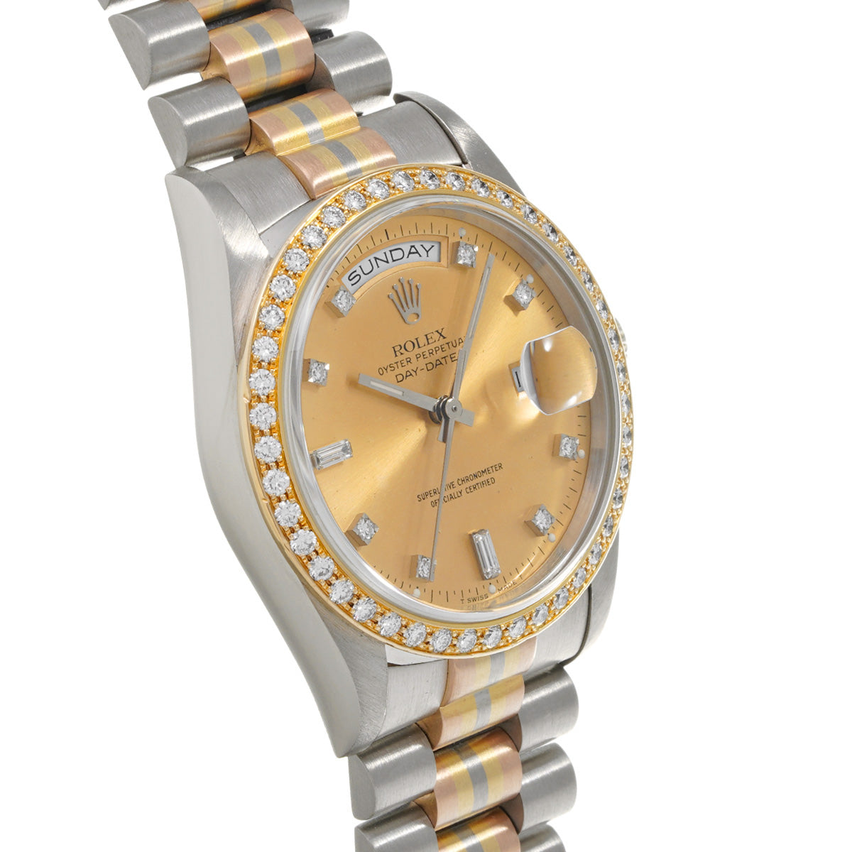 Day Date 18349A BIC No. L (manufactured circa 1988) Champagne/Diamond ROLEX Men's [Pre-Owned].