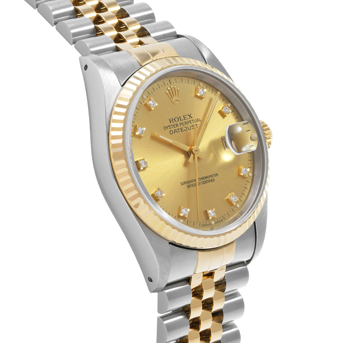 DATE JUST 16233G X (manufactured circa 1991) Champagne/Diamond ROLEX Men's [Pre-Owned].