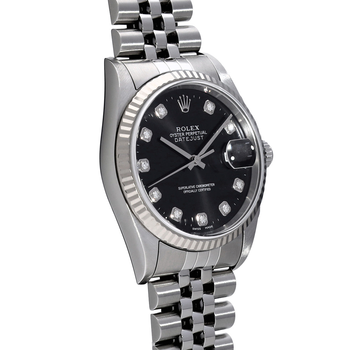 DATE JUST 16234G D (manufactured circa 2005) Black/Diamond ROLEX Men's [Pre-Owned].