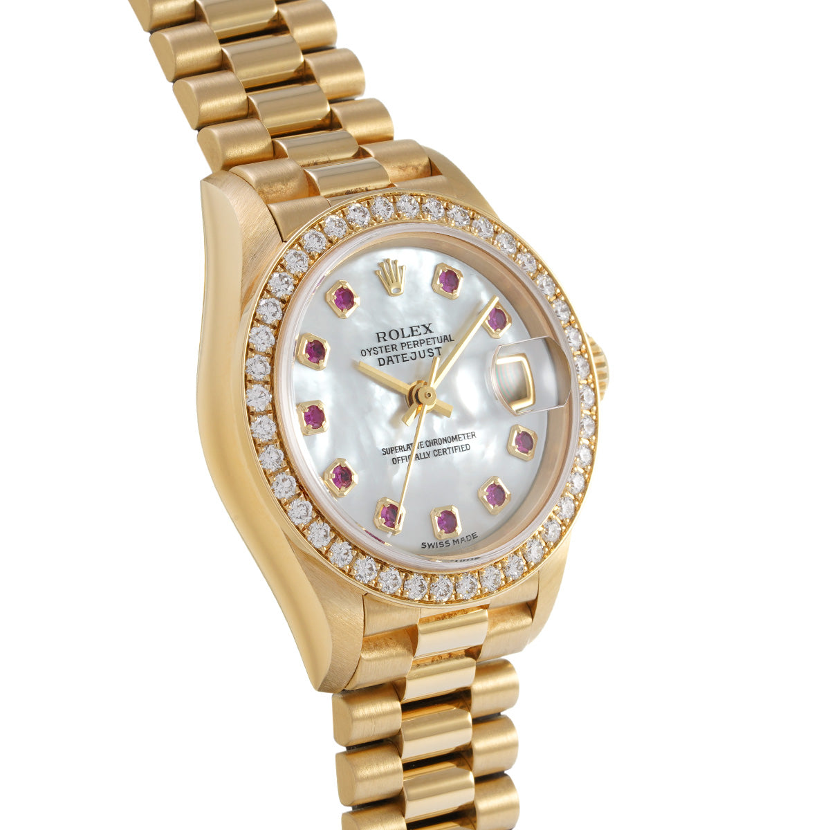 DATE JUST 79138G P (made around 2000) White MOP/Pink Sapphire ROLEX Ladies [Pre-Owned].