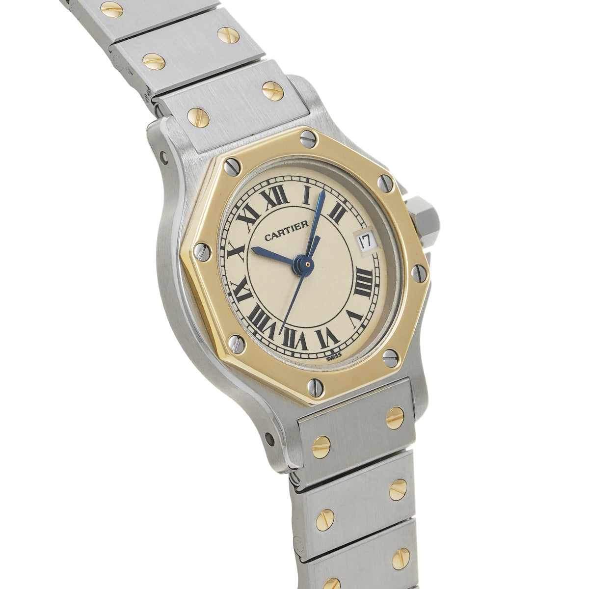 Santos Octagon SM W2001683 Ivory CARTIER Ladies [Pre-owned]