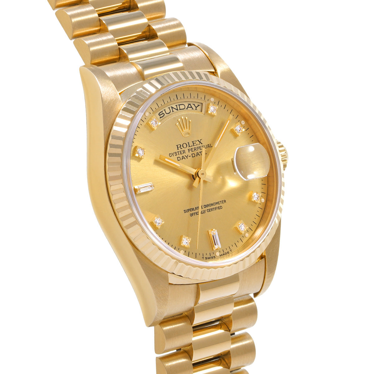 Day Date 18238A S (manufactured circa 1993) Champagne/Diamond ROLEX Men's [Pre-Owned].