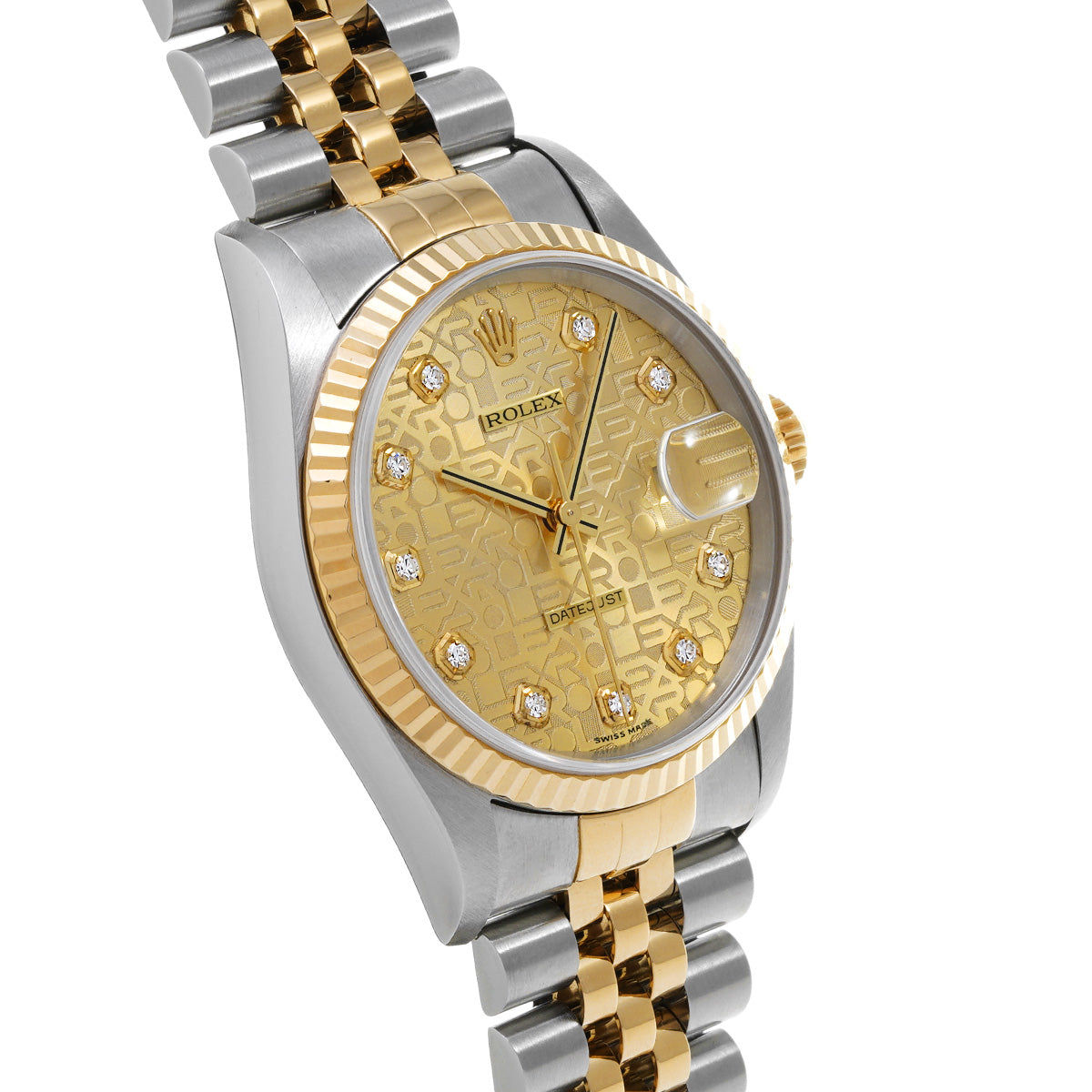 Datejust 16233G U (manufactured circa 1997) Champagne Computer/Diamond ROLEX Men's [Pre-Owned].