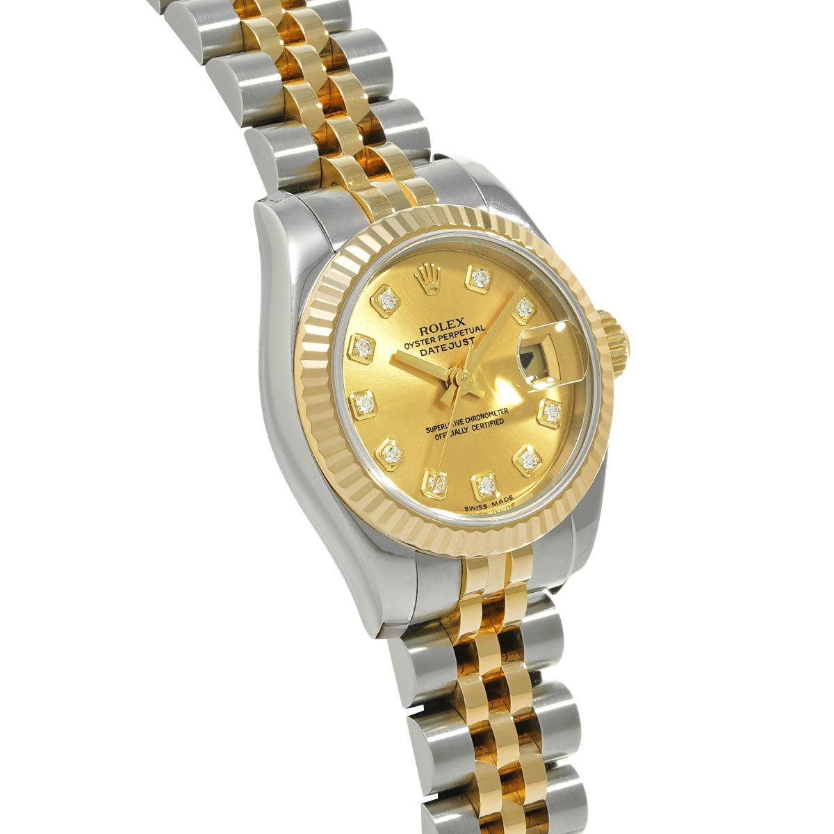 DATE JUST 179173G F (made around 2004) Champagne/Diamond ROLEX Ladies [Pre-Owned].