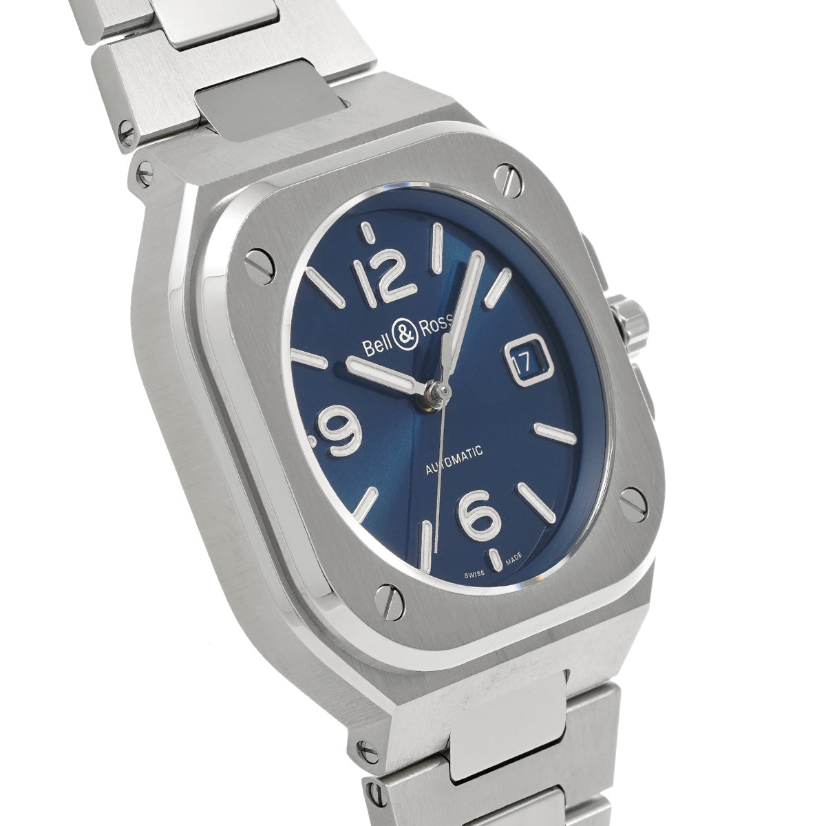 BR 05 Blue Steel BR05A-BLU-ST/SST Blue Bell &amp; Ross Men's [Pre-Owned].