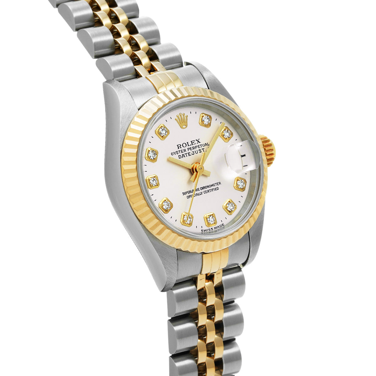 DATE JUST 69173G T (manufactured circa 1996) Silver/Diamond ROLEX Ladies [Pre-Owned].