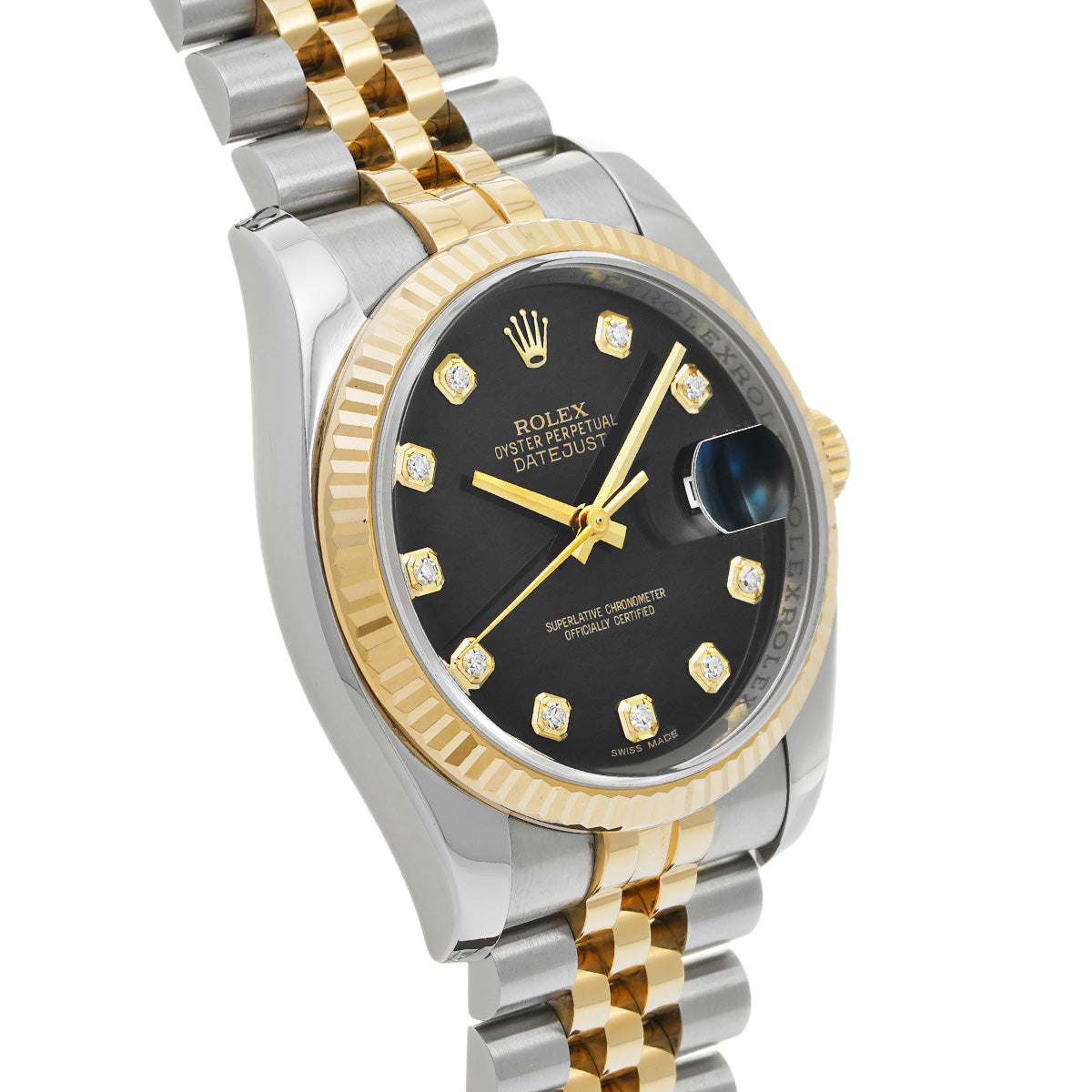 DATE JUST 116233G Random Serial Black/Diamond ROLEX Men's [Pre-Owned].