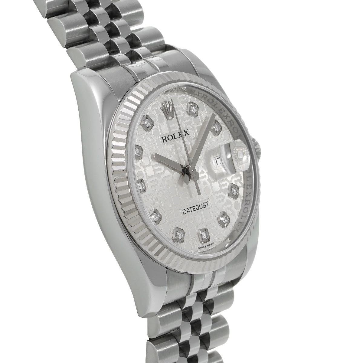 Datejust 116234G V (manufactured circa 2009) Silver Computer/Diamond ROLEX Men's [Pre-Owned].