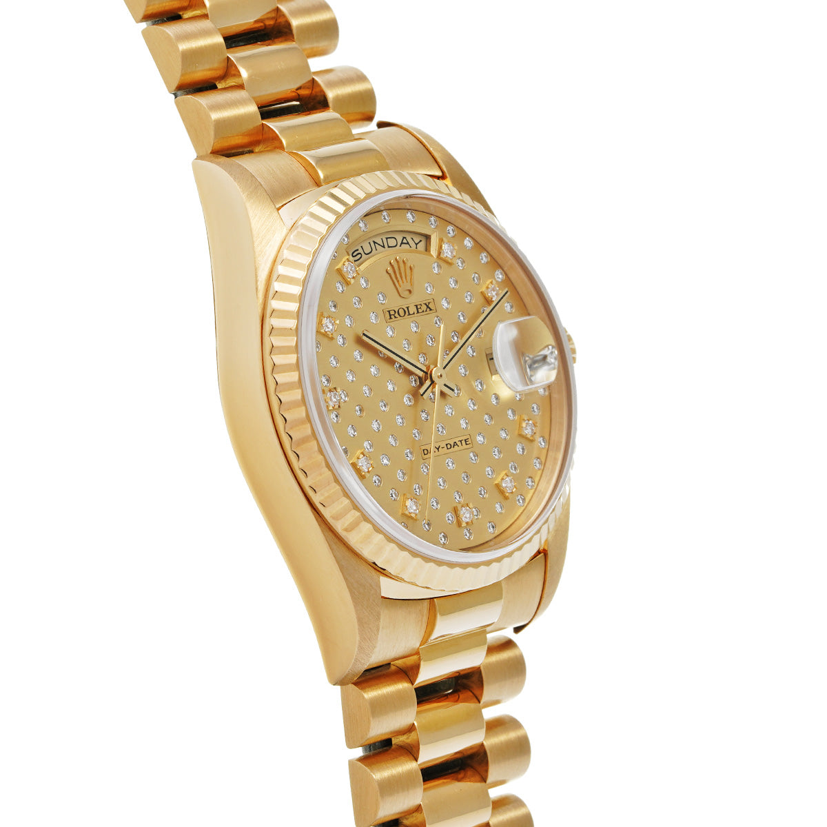 Day Date 18238G W (manufactured circa 1995) Champagne/Diamond ROLEX Men's [Pre-Owned].