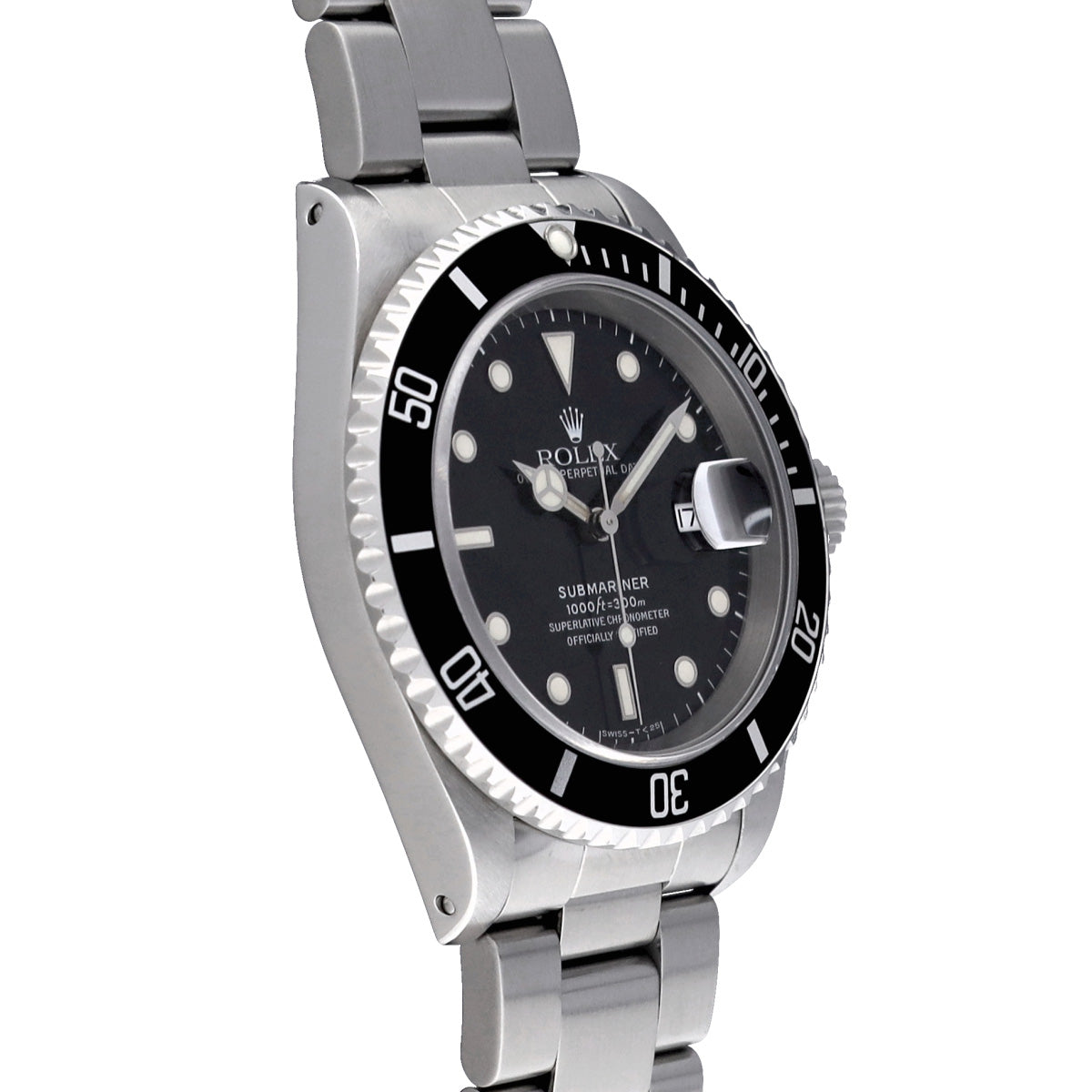 Submariner Date 16610 W (manufactured circa 1996) Black ROLEX Men's [Pre-Owned].