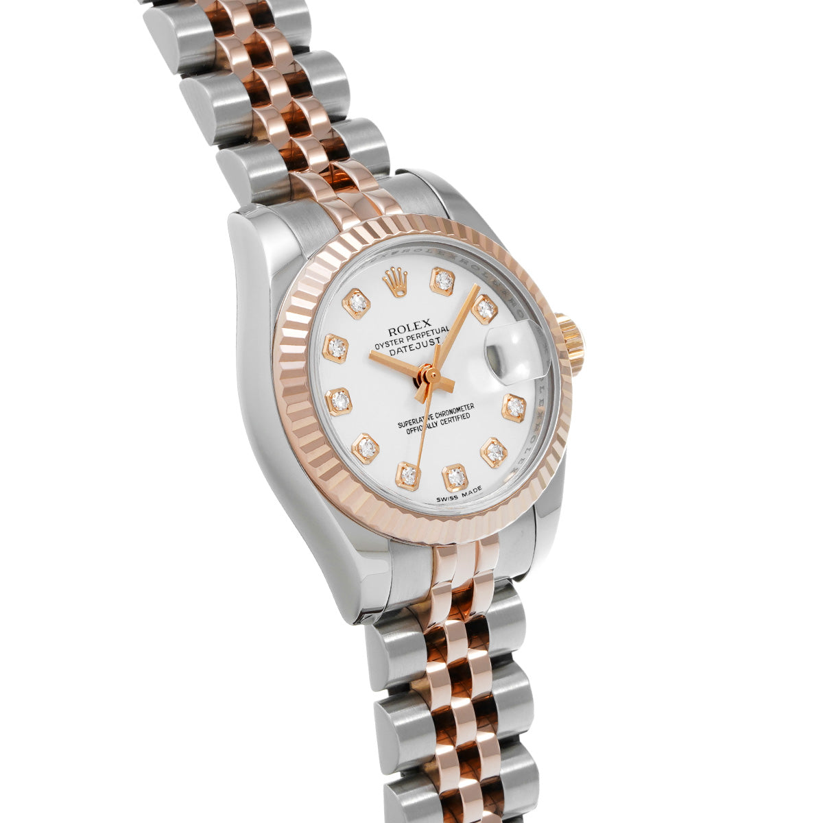 DATE JUST 179171G (manufactured circa 2005) White/Diamond ROLEX Ladies [Pre-Owned].