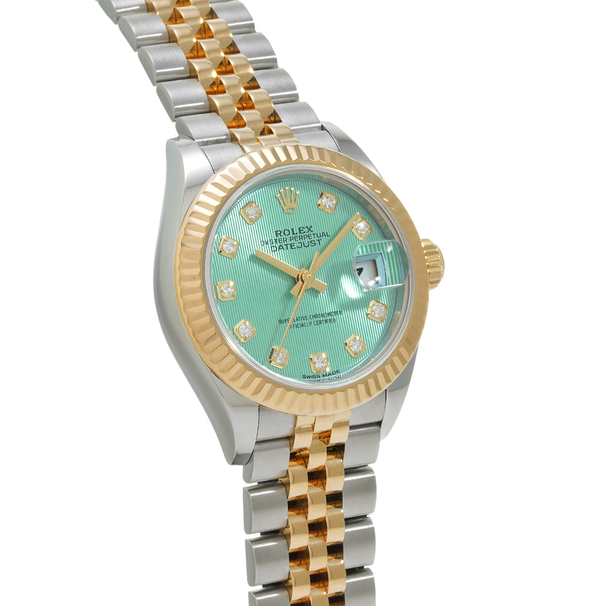 Lady Datejust 28 279173G Random Serial Mint Green Tapestry/Diamond ROLEX Ladies [Pre-Owned].