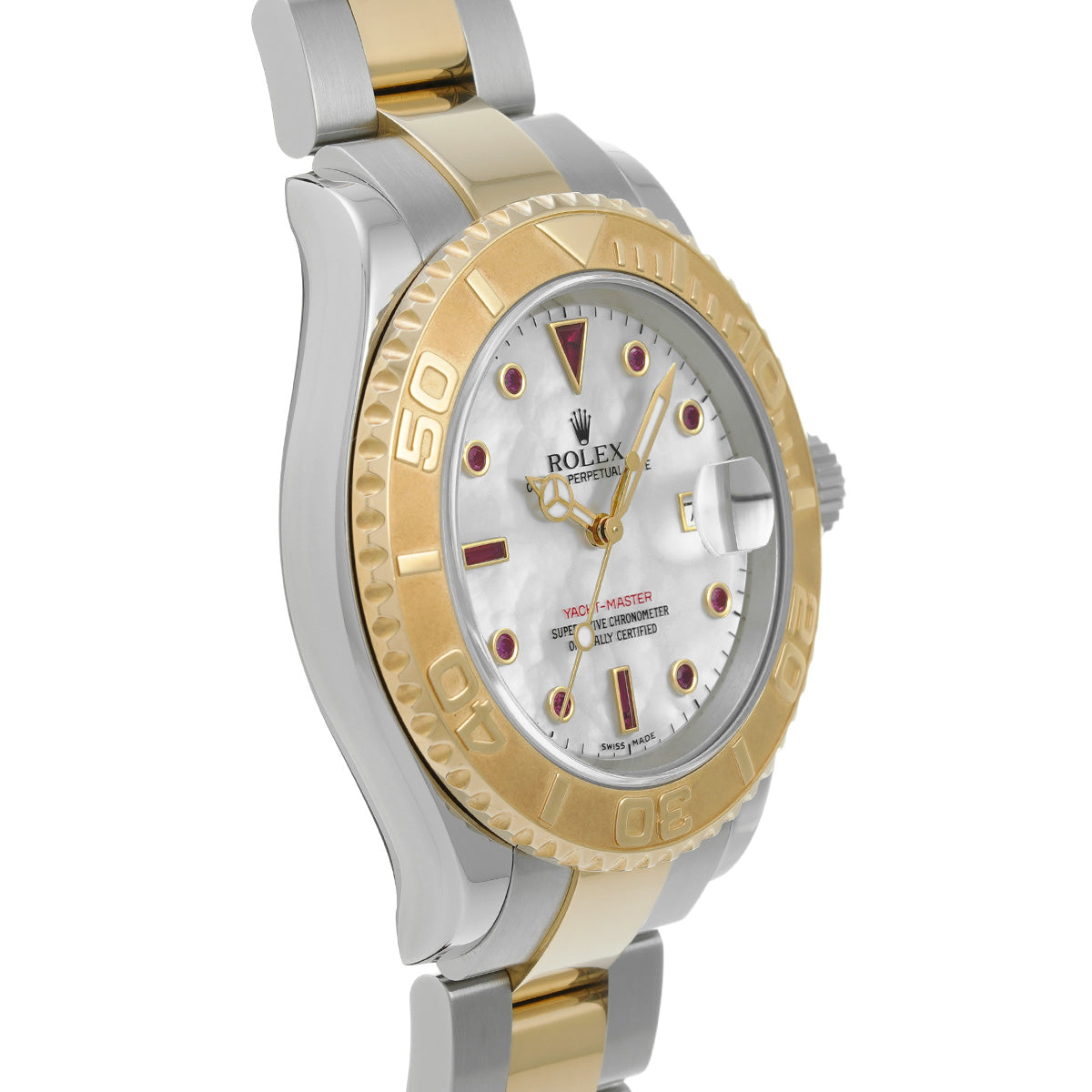 Yacht-Master 16623NGR Z (manufactured circa 2006) White MOP/Ruby ROLEX Men's [Pre-Owned].