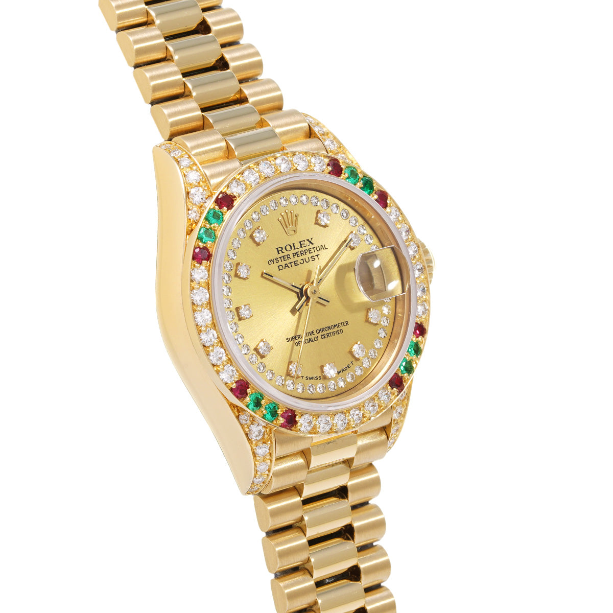 DATE JUST 69038G L (manufactured circa 1990) Champagne/Diamond ROLEX Ladies [Pre-Owned].