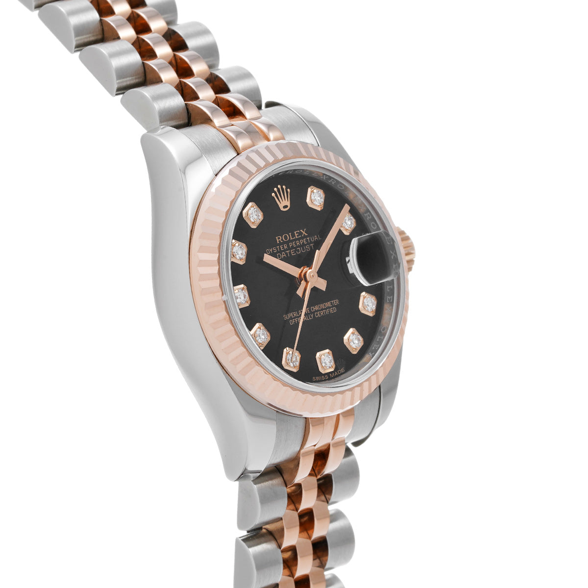 DATE JUST 179171G Black/Diamond ROLEX Ladies [Pre-Owned].