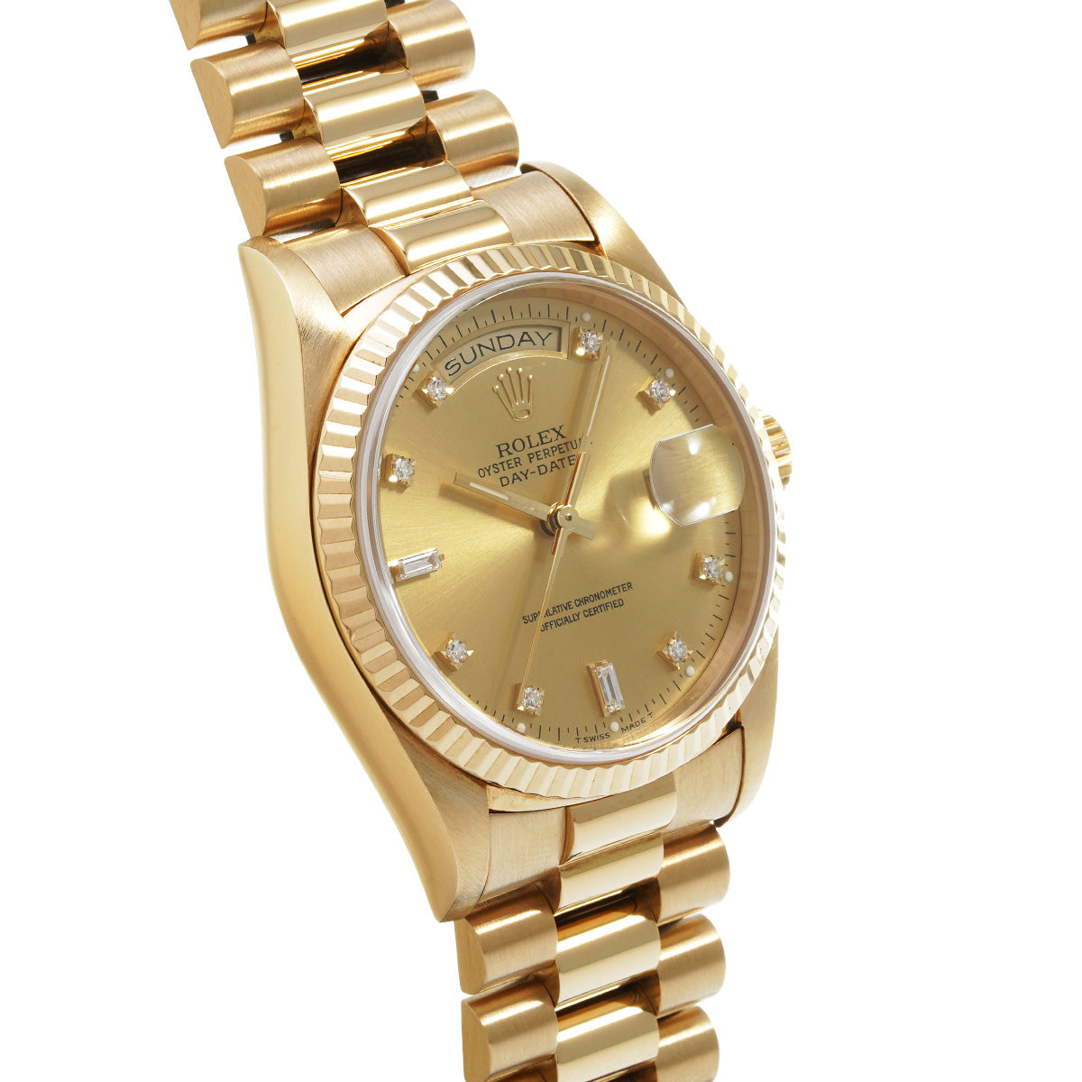 Day Date 18238A S (manufactured circa 1993) Champagne/Diamond ROLEX Men's [Pre-Owned].