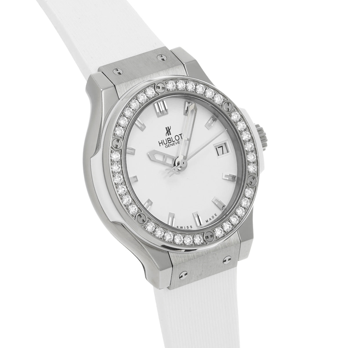 Classic Fusion Titanium White Diamond 581.NE.2010.RW.1104 White HUBLOT Ladies [Pre-Owned]
