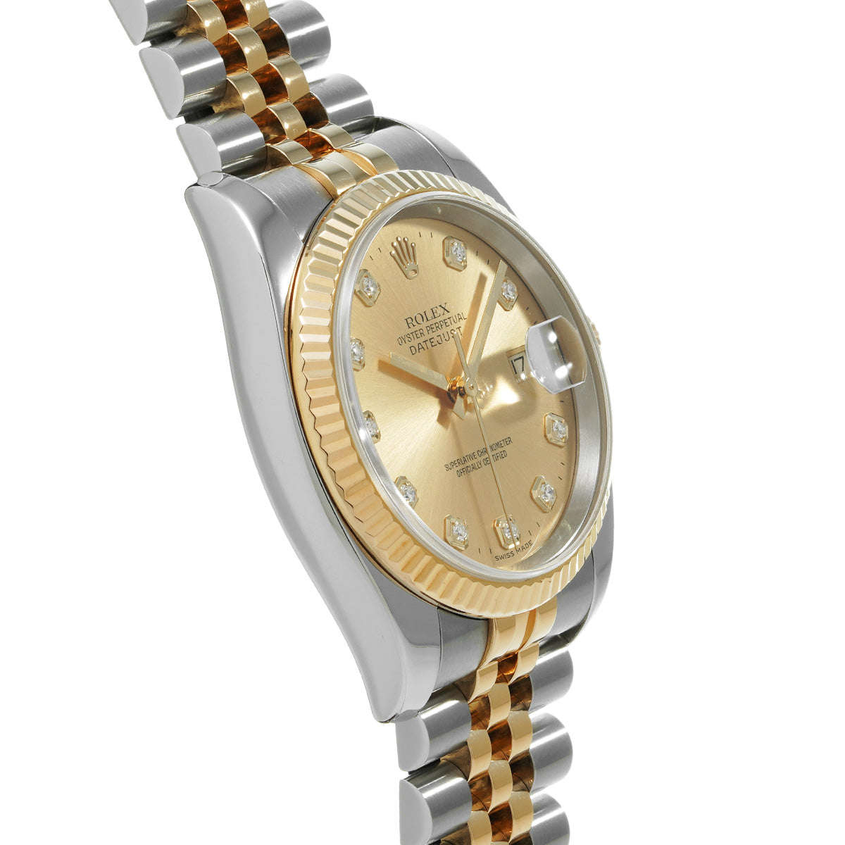 DATE JUST 116233G F (manufactured circa 2004) Champagne/Diamond ROLEX Men's [Pre-Owned].