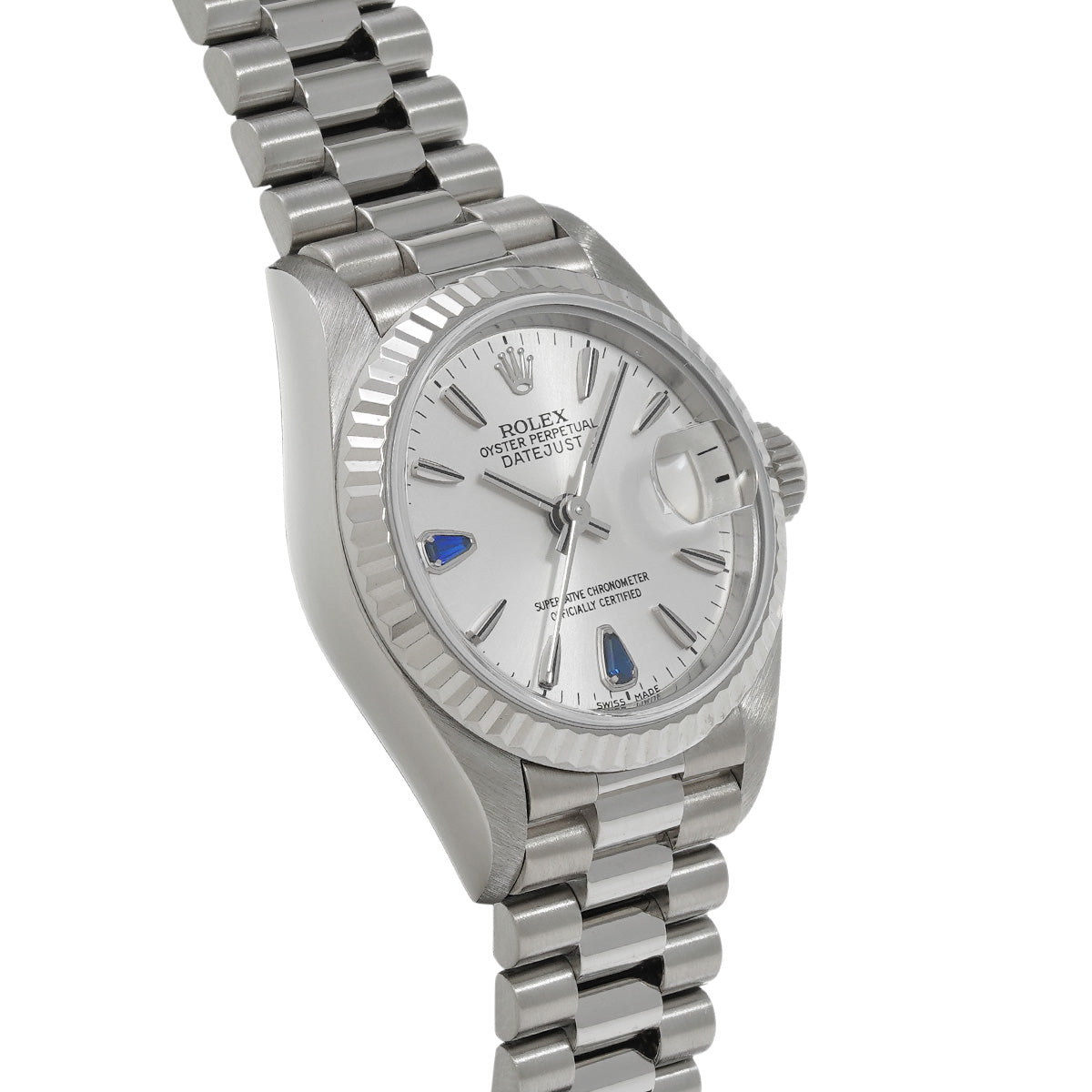 DATE JUST 69179 L (manufactured circa 1989) Silver/Sapphire ROLEX Ladies [Pre-Owned].