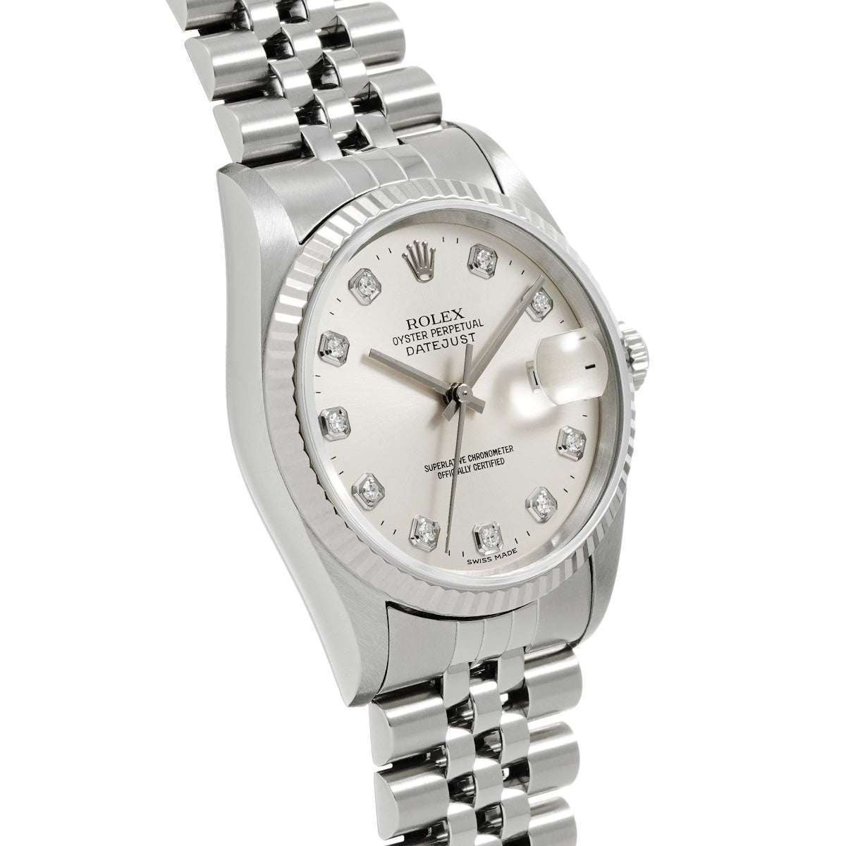 DATE JUST 16234G T (manufactured circa 1996) Silver/Diamond ROLEX Men's [Pre-Owned].