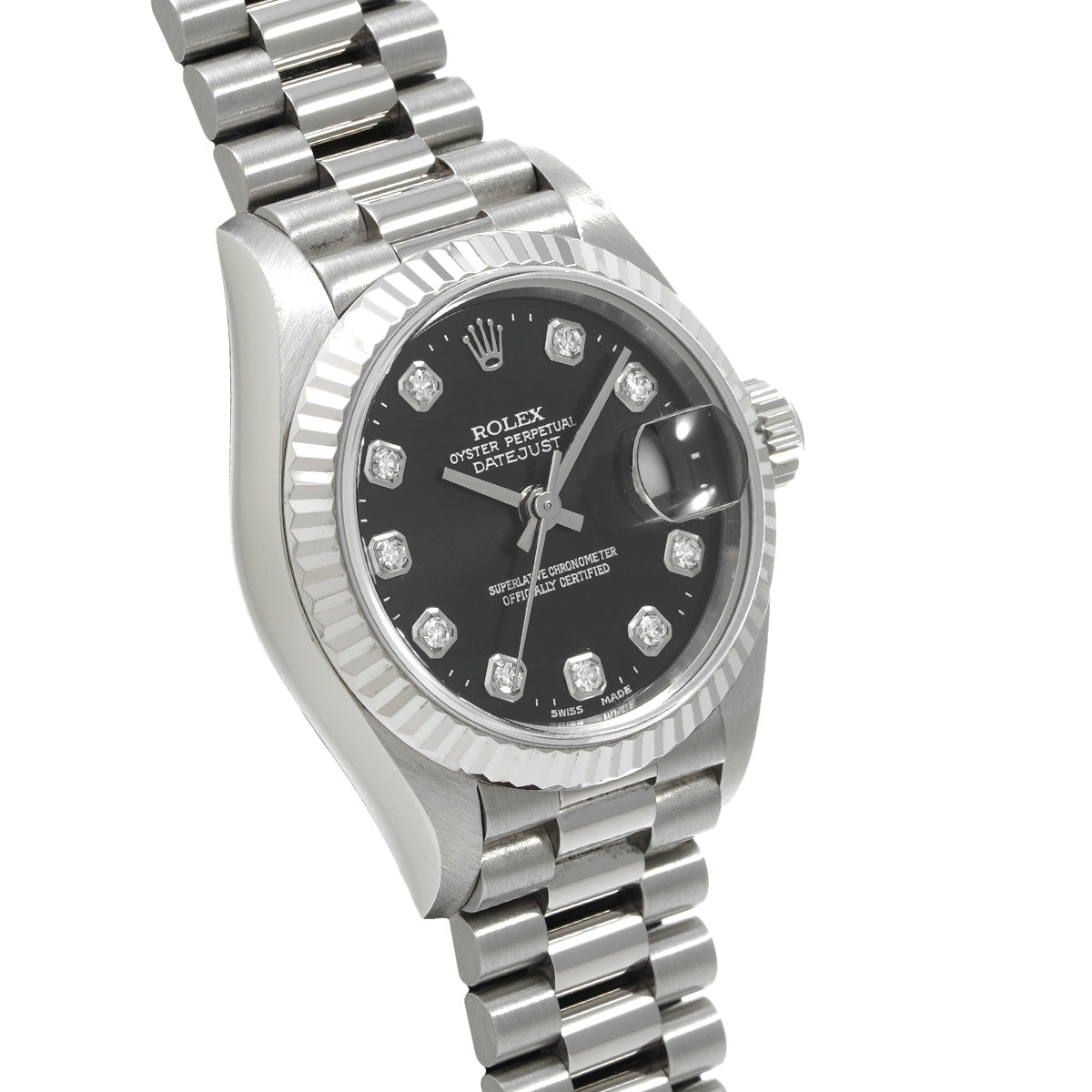 DATE JUST 79179G K (manufactured circa 2001) Black/Diamond ROLEX Ladies [Pre-Owned].