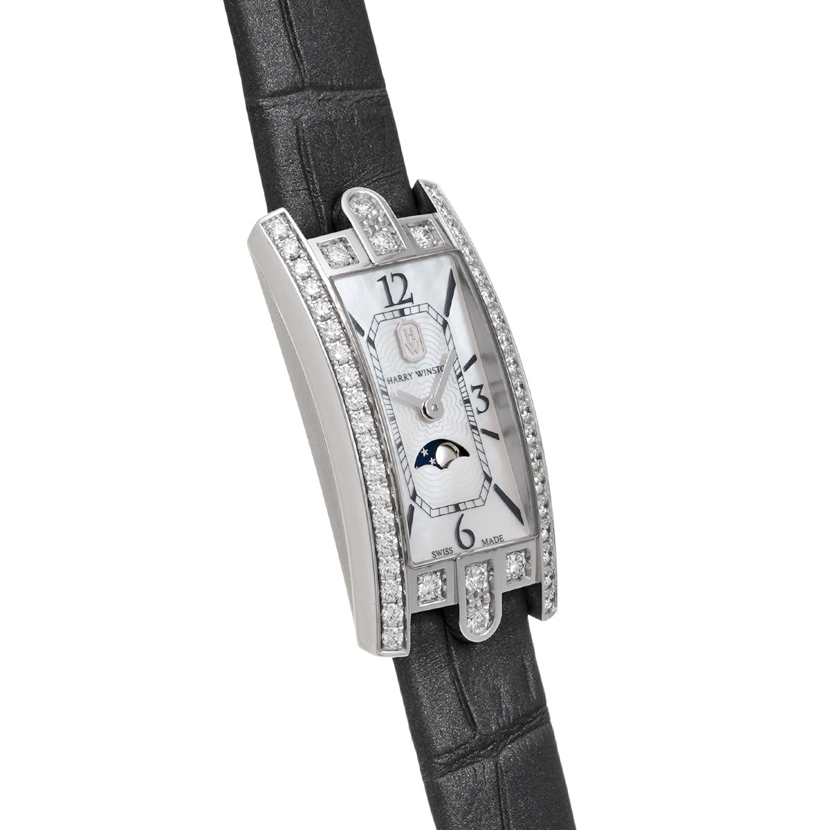 Avenue C Mini Moonphase AVCQMP16WWW001 White MOP HARRY WINSTON Ladies [pre-owned].