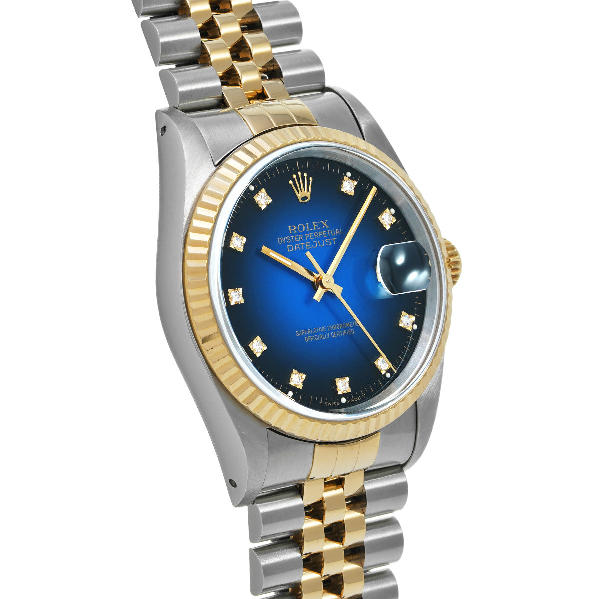 DATE JUST 16233G X (manufactured circa 1991) Blue Gradation/Diamond ROLEX Men's [Pre-Owned].