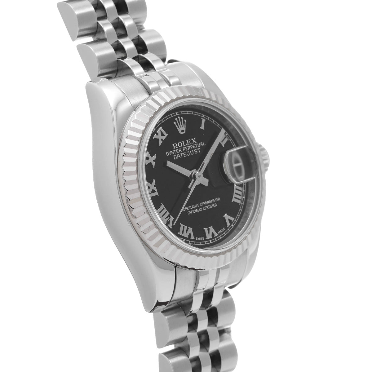 DATE JUST 179174 V (manufactured around 2009) Black ROLEX Ladies [Pre-Owned].