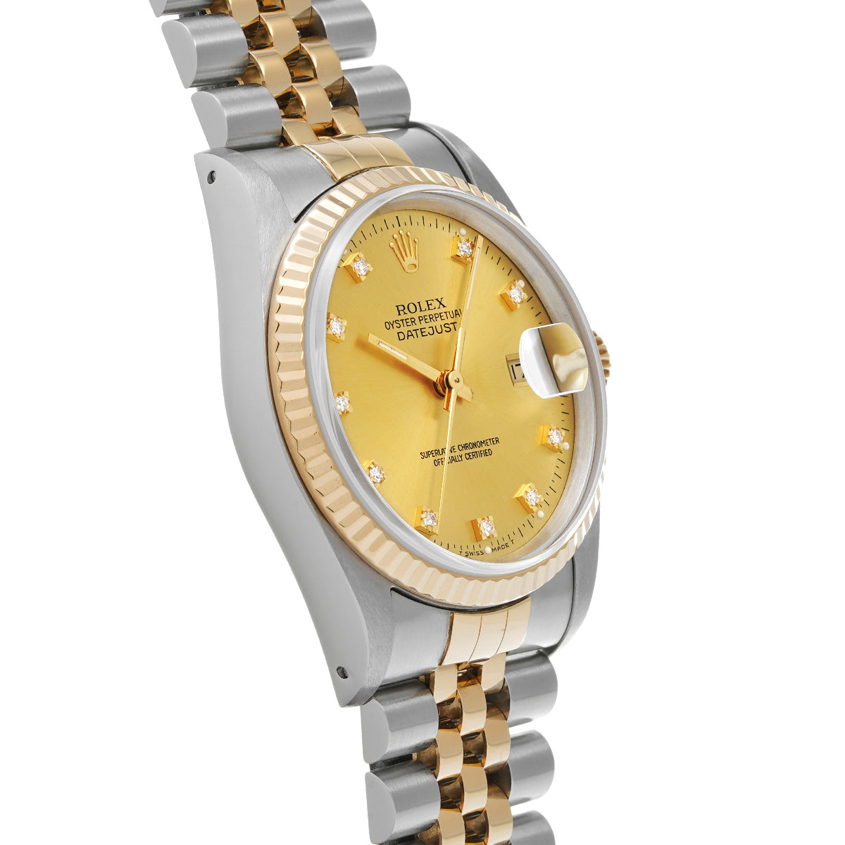 DATE JUST 16233G X (manufactured circa 1993) Champagne/Diamond ROLEX Men's [Pre-Owned].