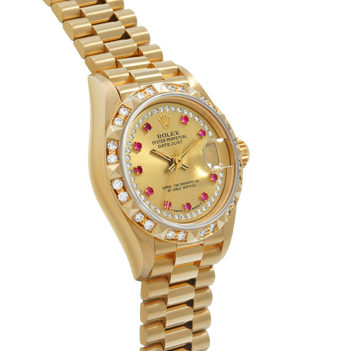 Datejust 69258G E (manufactured circa 1990) Champagne / Diamonds / Pink Sapphire ROLEX Ladies [Pre-owned].