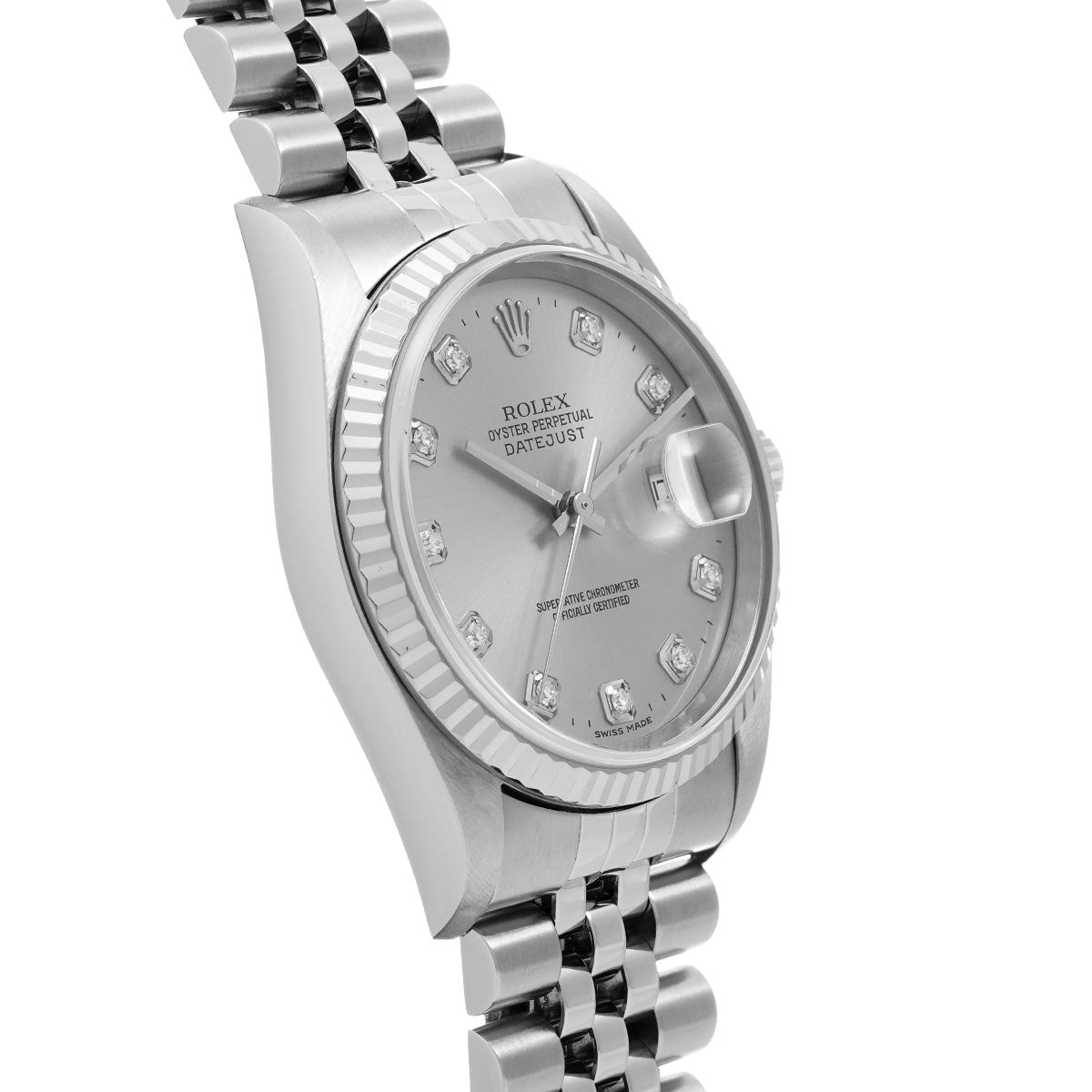 DATE JUST 16234G Y (made around 2002) Silver/Diamond ROLEX Men's [Pre-Owned].