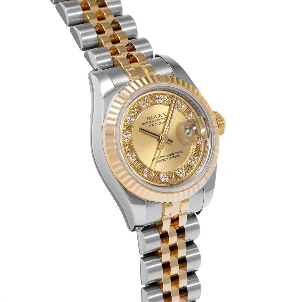 DATE JUST 179173 Z (manufactured circa 2006) Myriad Diamonds/Champagne ROLEX Ladies [Pre-Owned].