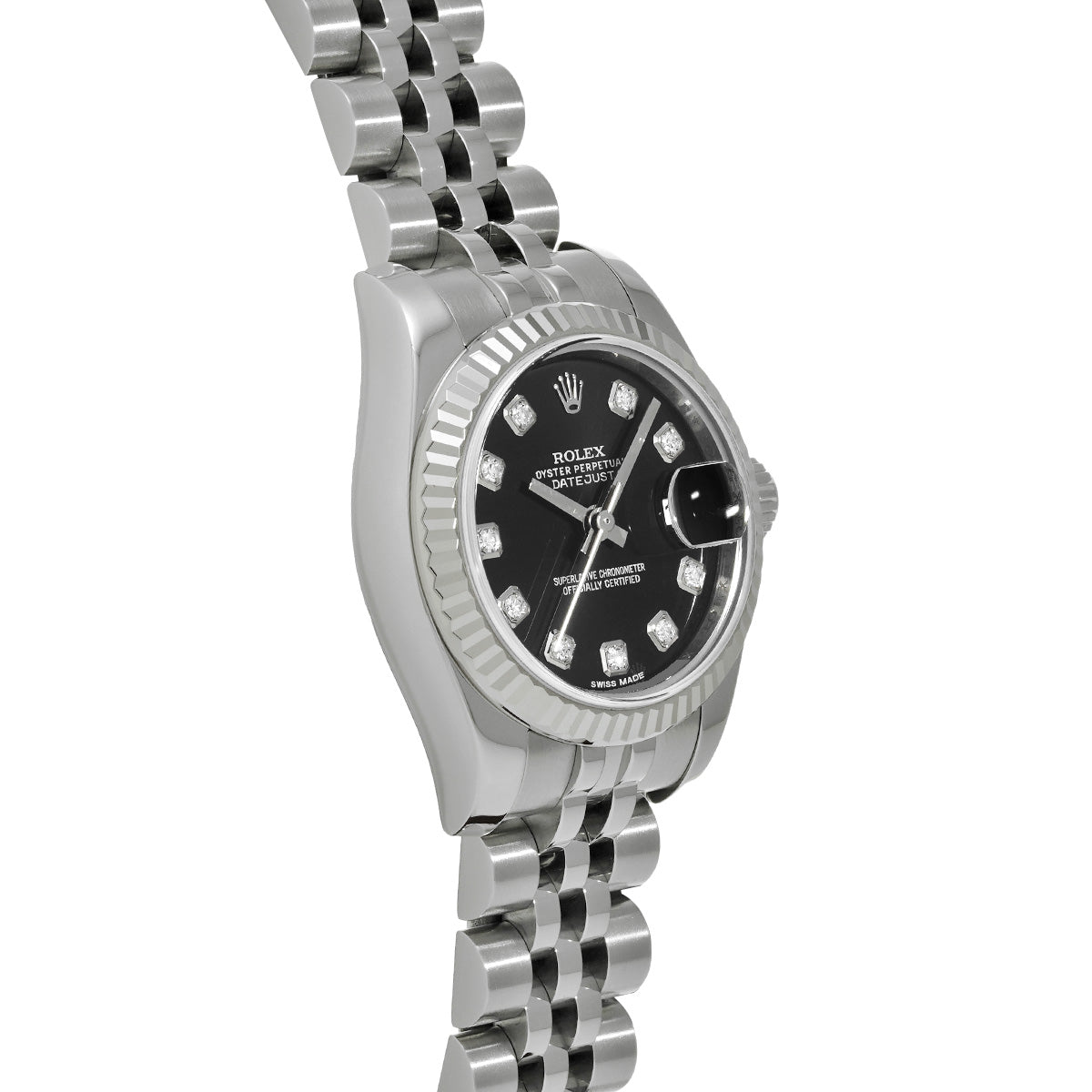 DATE JUST 179174G G (made around 2010) Black/Diamond ROLEX Ladies [Pre-Owned].