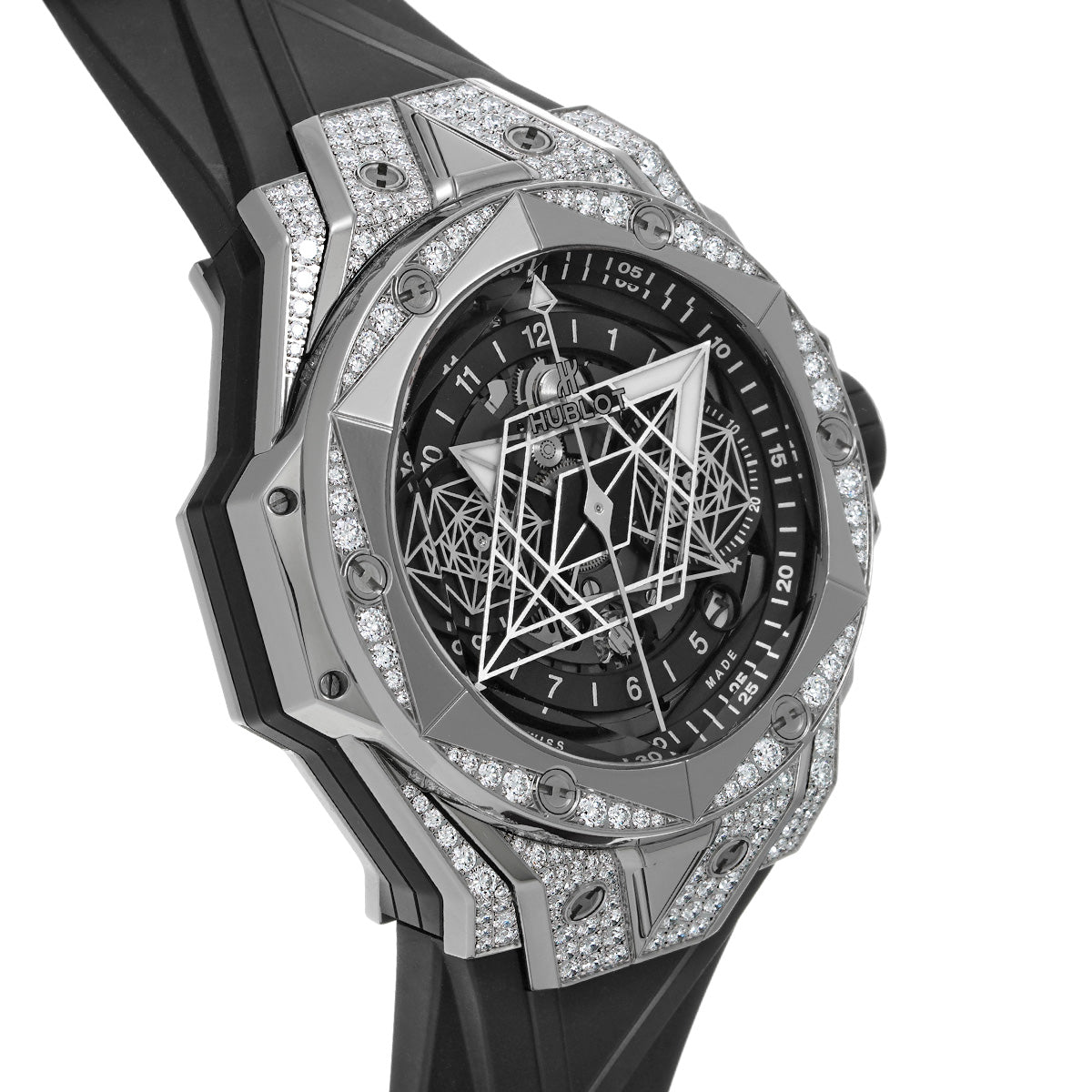 Big Bang Unico Sun Blue II Titanium Pave 418.NX.1107.RX.1604.MXM20 Black Skeleton HUBLOT Men's [Pre-Owned].