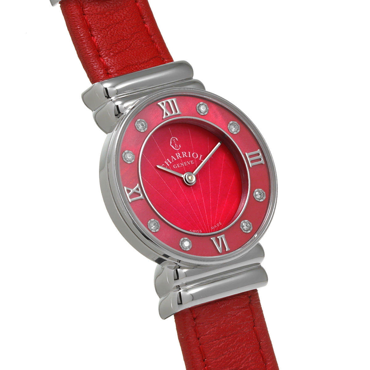 Saint Tropez Colors 028SRD1.365.573 Red MOP/Diamond CHARRIOL Ladies [Pre-Owned].