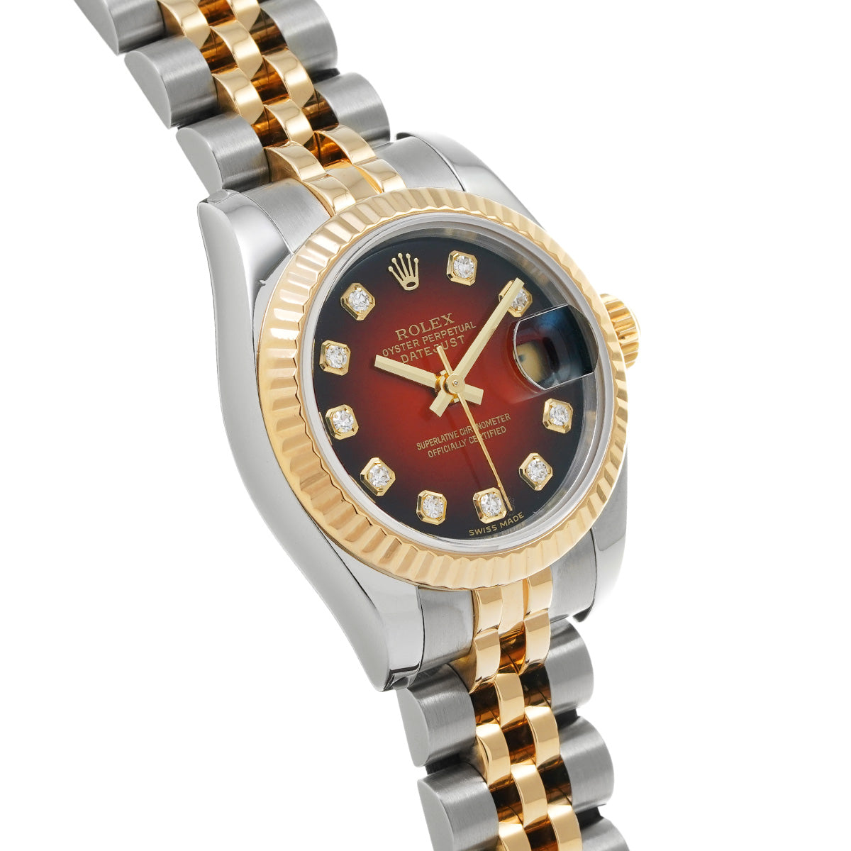 DATE JUST 179173G (manufactured circa 2005) Red Gradation/Diamond ROLEX Ladies [Pre-Owned].