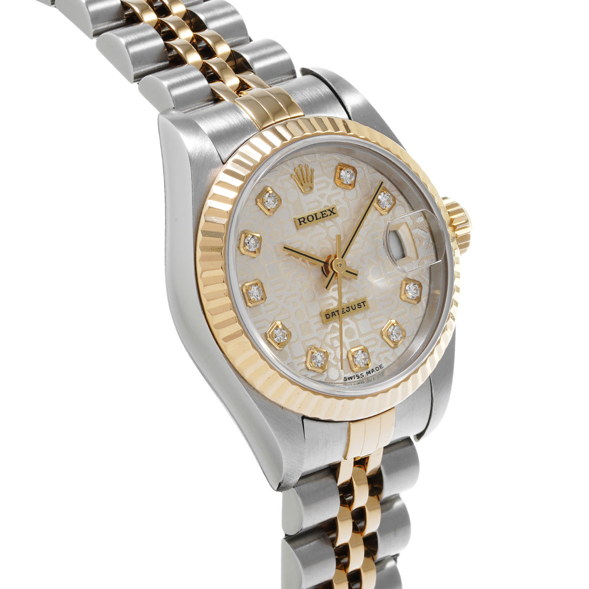 DATE JUST 69173G W (manufactured circa 1996) Silver Computer/Diamond ROLEX Ladies [Pre-Owned].