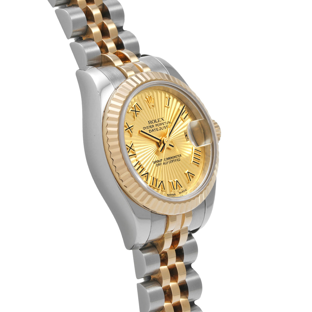 DATE JUST 179173 D (manufactured circa 2005) Champagne Sunbeam ROLEX Ladies [Pre-Owned].