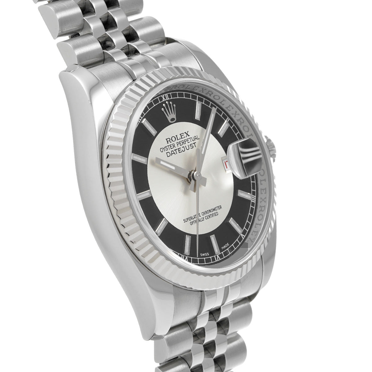 DATE JUST 116234 D (manufactured circa 2006) Silver/Black ROLEX Men's [Pre-Owned].