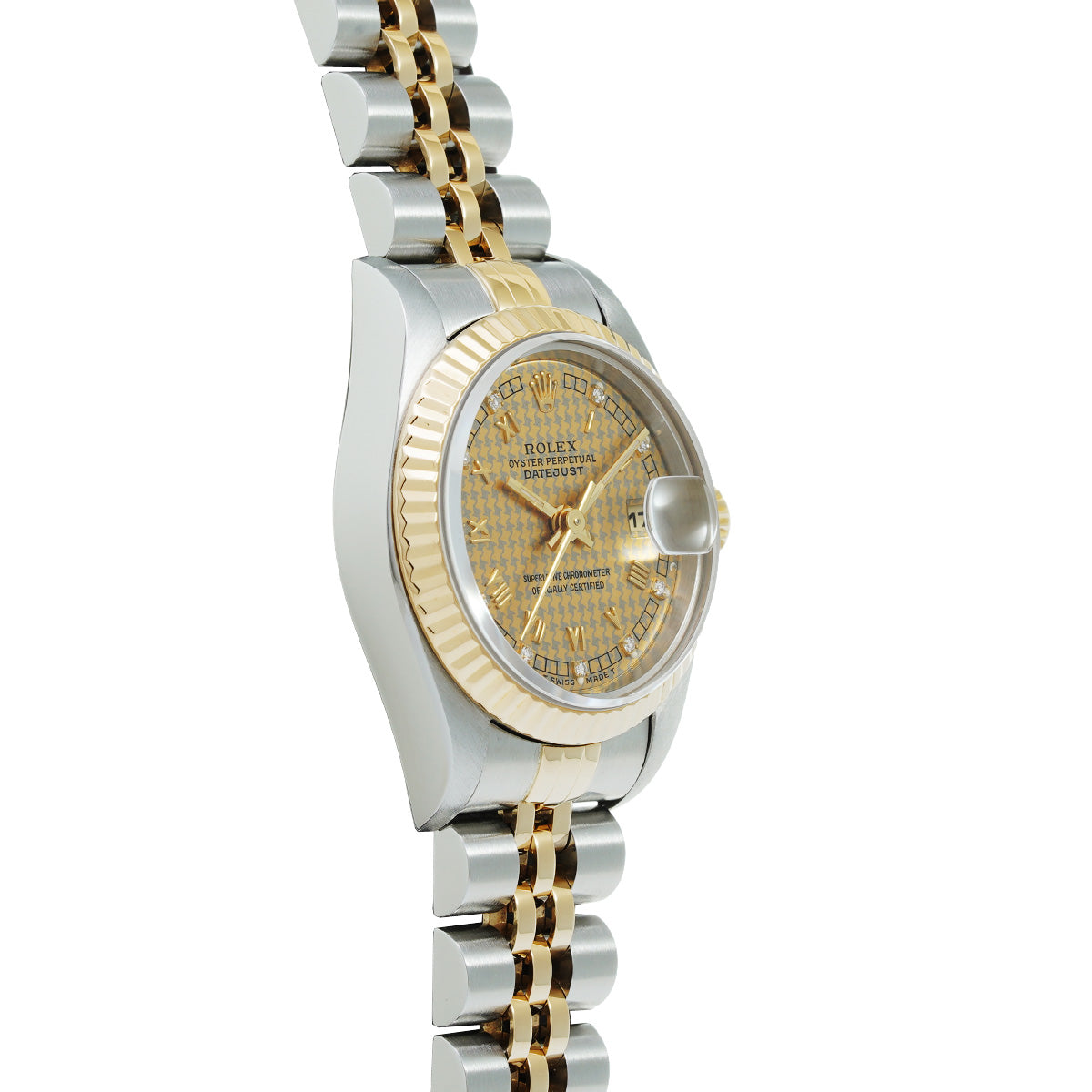 DATE JUST 10P DIAMONDS 69173G W No. (manufactured circa 1995) Hand Tooth/Diamond ROLEX Ladies