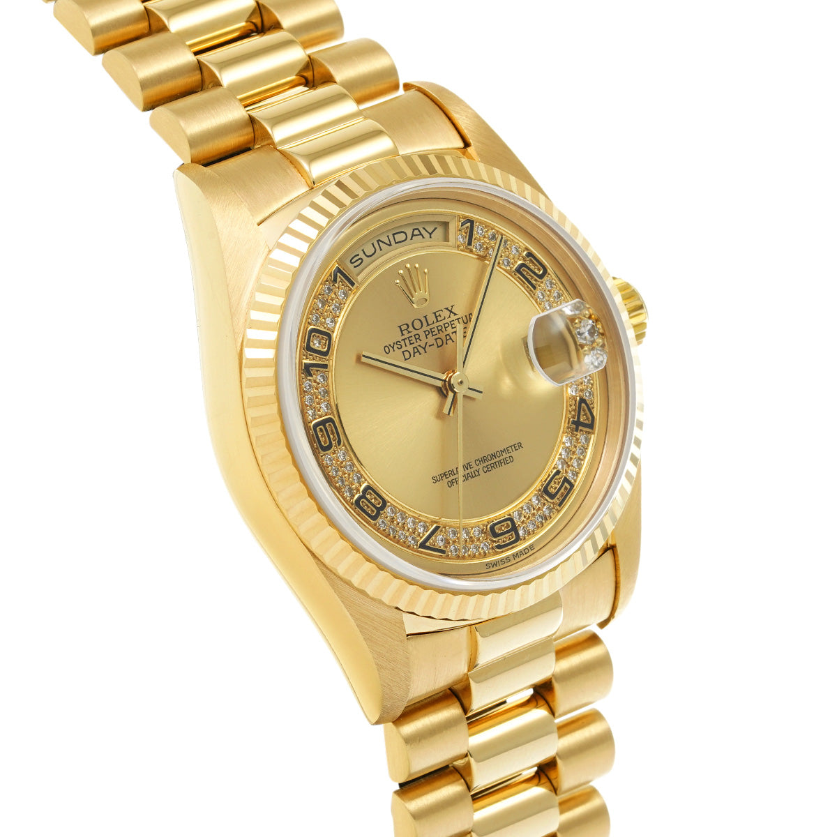 Day Date 18238 E (manufactured circa 1990) Champagne/Milliard Diamonds ROLEX Men's [Pre-Owned].