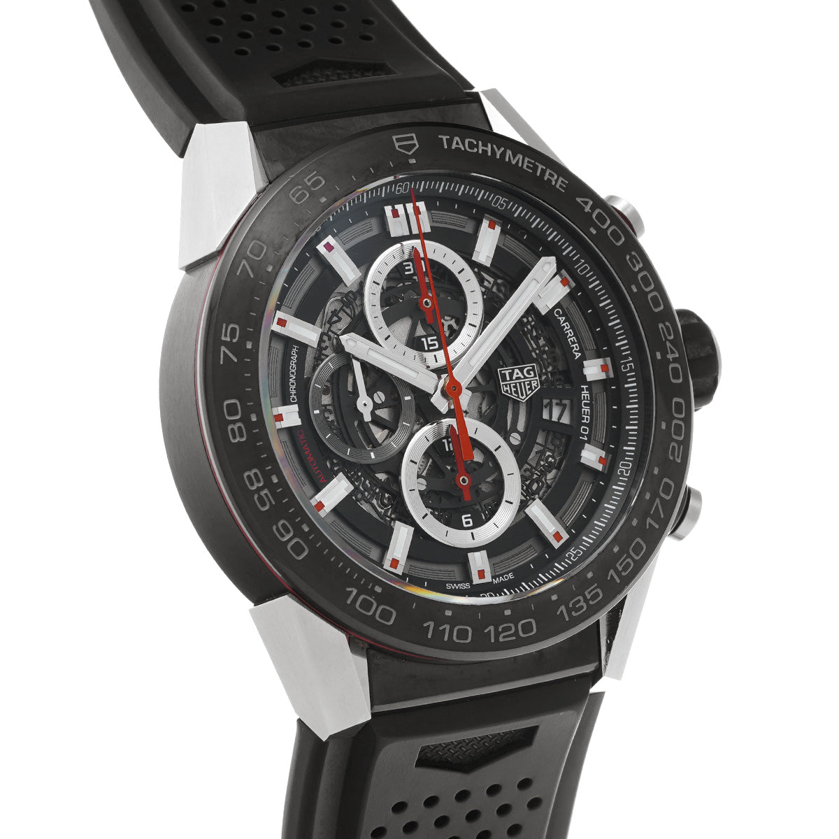CARRERA CALIBRE HEUER 01 Chronograph CAR2A1Z.FT6044 Black TAG HEUER Men's [Pre-Owned].