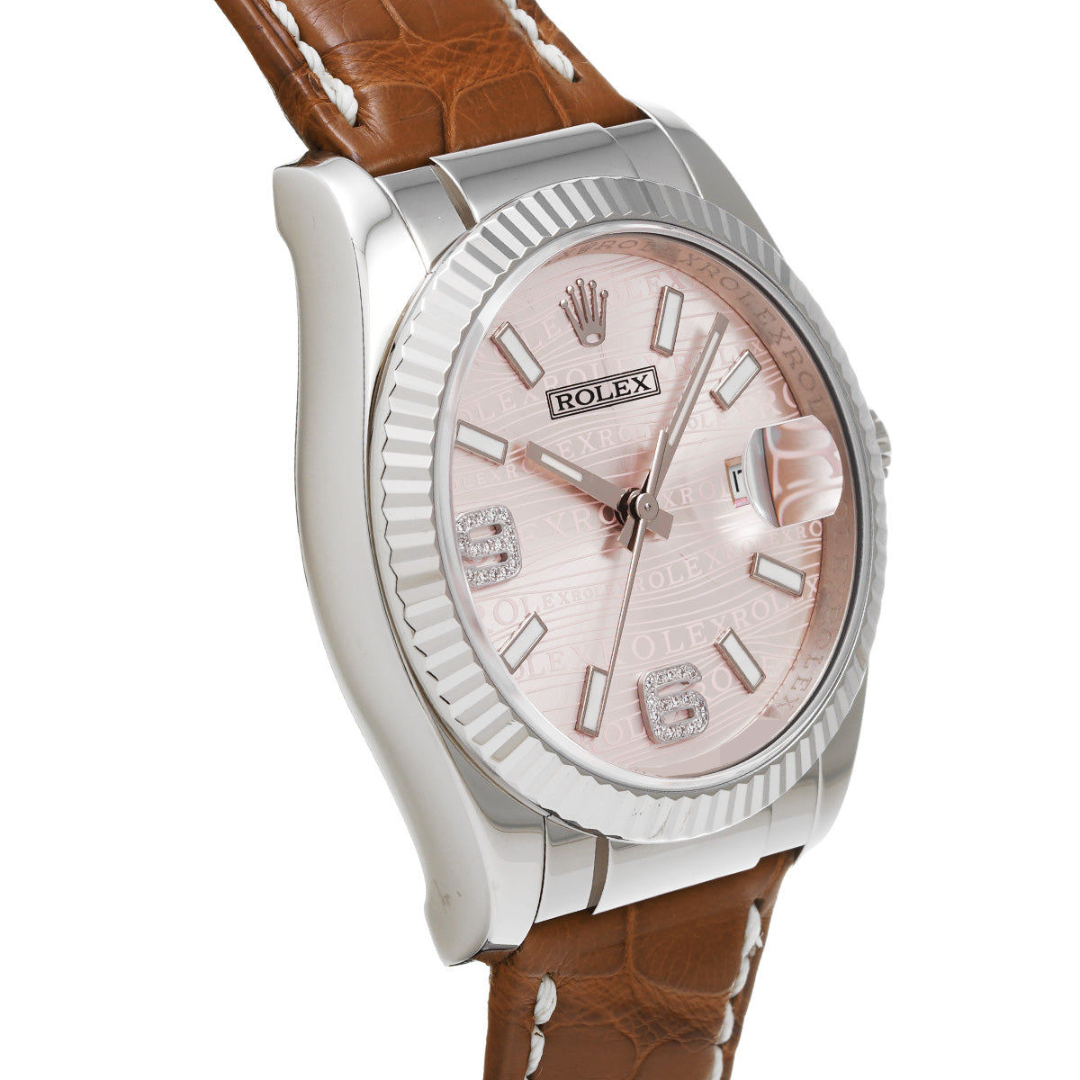 DATE JUST 116139 D (manufactured circa 2005) Pink Wave/Diamond ROLEX Men's [Pre-Owned].