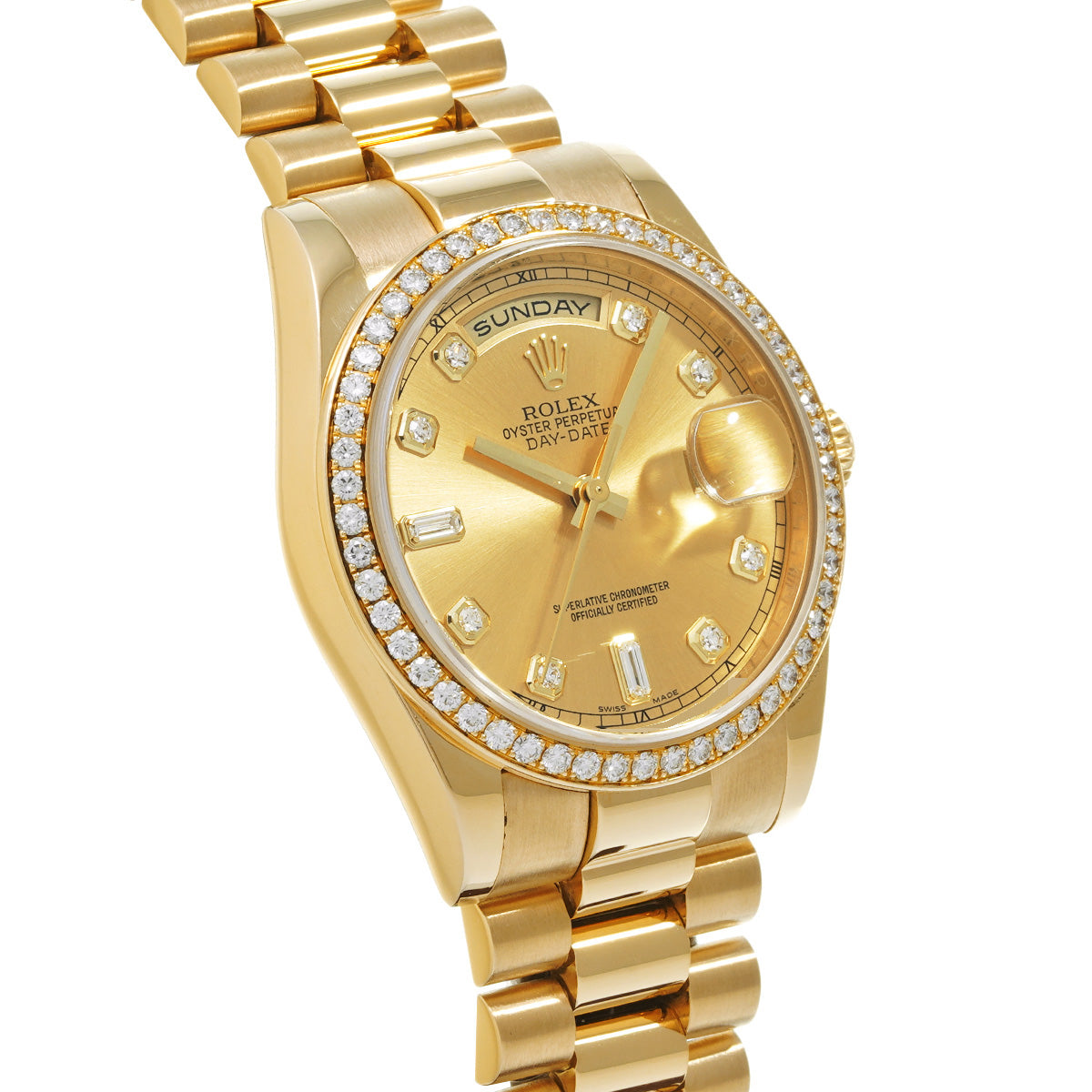 Day-Date 36 118348A V (manufactured circa 2009) Champagne/Diamond ROLEX Men's [Pre-Owned].