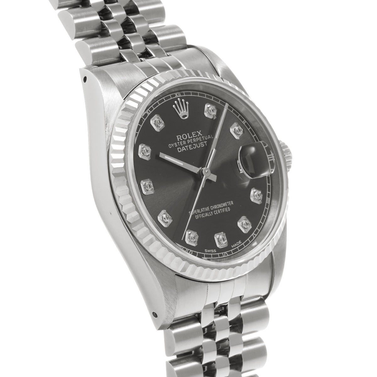 DATE JUST 16234G E (manufactured circa 1990) Black/Diamond ROLEX Men's [Pre-Owned].