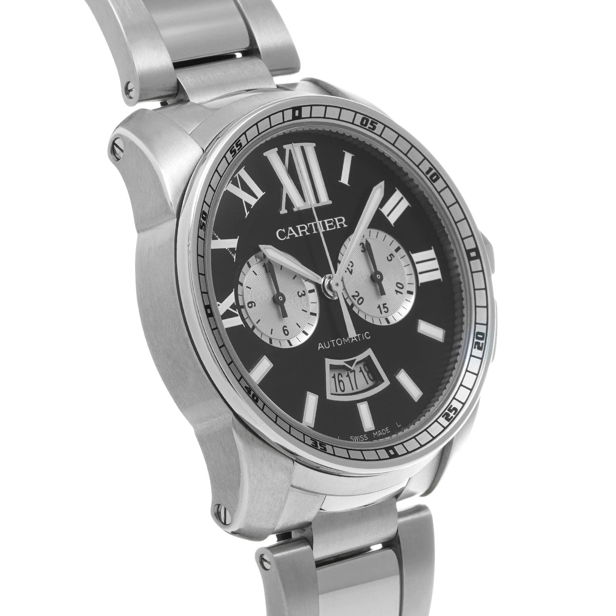 Calibre de Cartier Chronograph W7100061 Black/Silver CARTIER Men's [Pre-Owned]