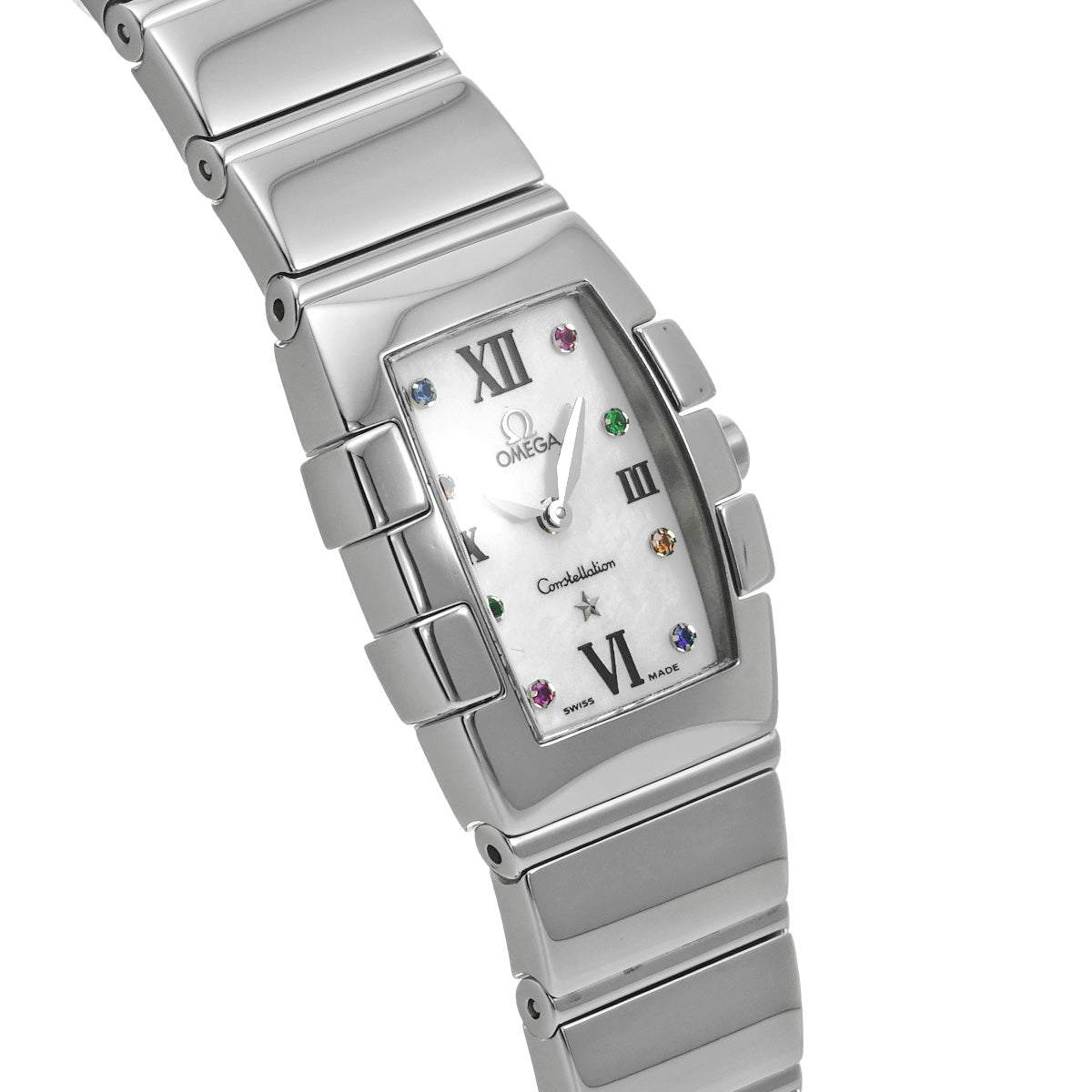 Constellation Mini Quadrera 1584.79.00 White MOP/Multicolor stones OMEGA Ladies [Pre-Owned].