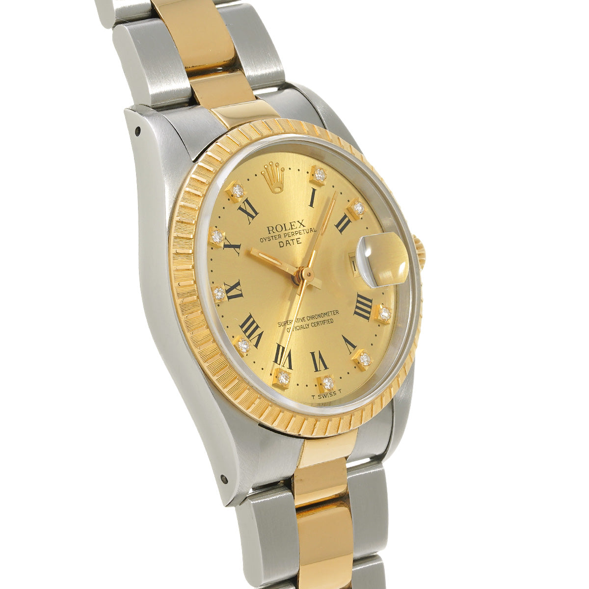 Oyster Perpetual Date 15233 X (manufactured circa 1991) Champagne/Diamond ROLEX Men's [Pre-Owned].