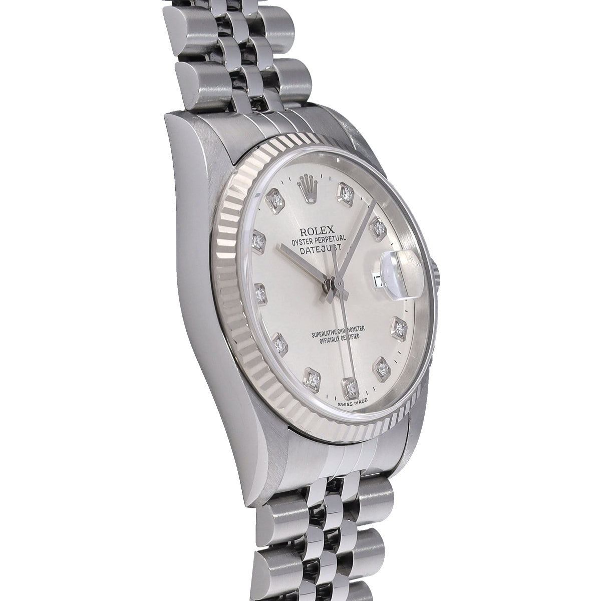 DATE JUST 16234G Y (manufactured circa 2003) Silver/Diamond ROLEX Men's [Pre-Owned].